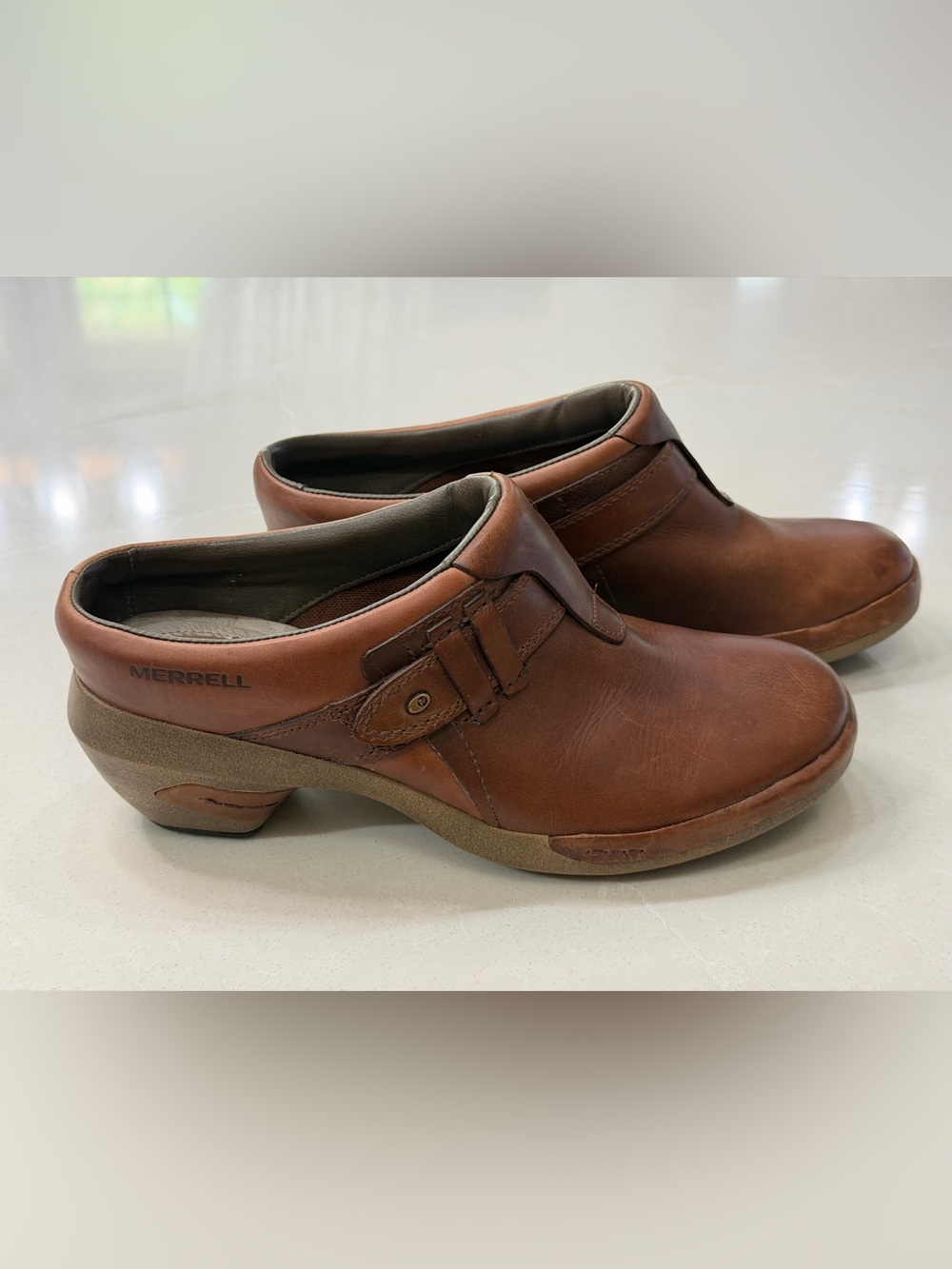 Merrell Luxe Plunge Brown Leather Mule Clogs Retro Granolachick Boho, 9